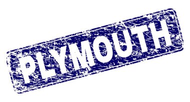 Yuvarlatılmış dikdörtgen damga grunge Plymouth çerçeveli