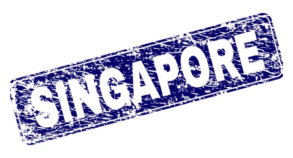 Grunge Singapore gerahmte abgerundete Rechteckmarke — Stockvektor