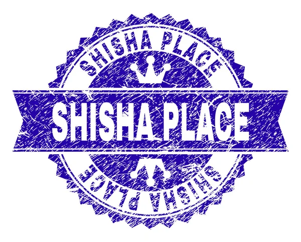 Sello de sello de lugar de SHISHA con textura rayada con cinta — Vector de stock