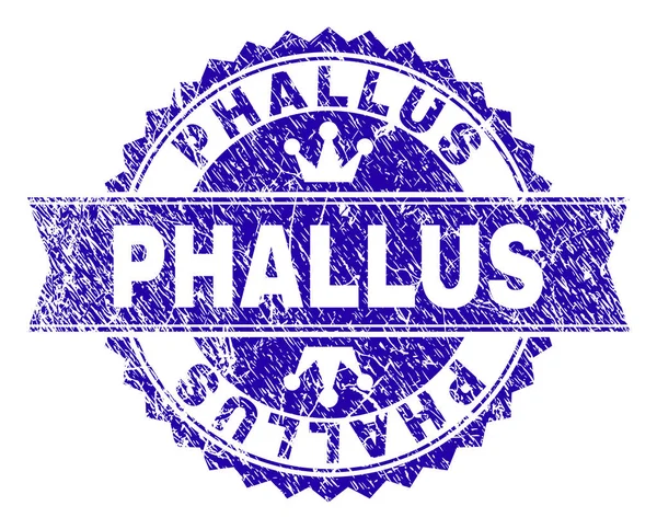 Zerkratzte texturierte Phallus-Stempelsiegel mit Band — Stockvektor