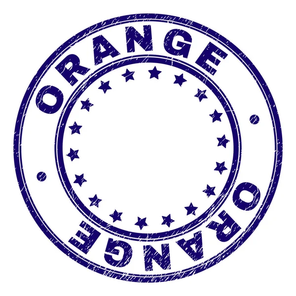 Porysowana teksturowanej Orange okrągła pieczęć pieczęć — Wektor stockowy