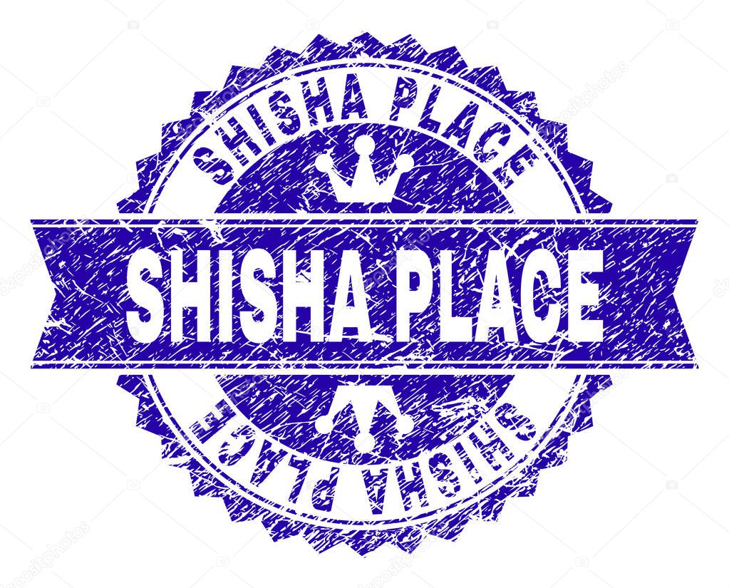 Scratched Textured SHISHA PLACE Stamp Seal with Ribbon