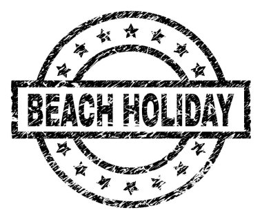 Grunge dokulu plaj tatil damga mühür