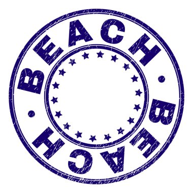 Grunge Beach damga mühür yuvarlak dokulu