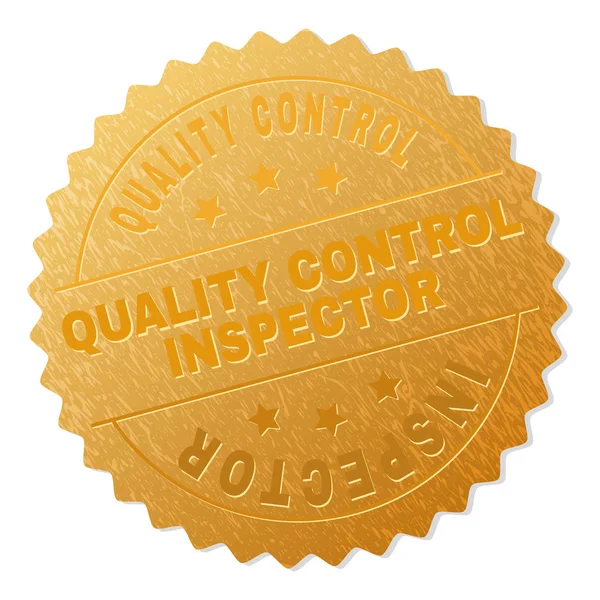 Guld kvalitetskontroll inspektör Award stämpel — Stock vektor