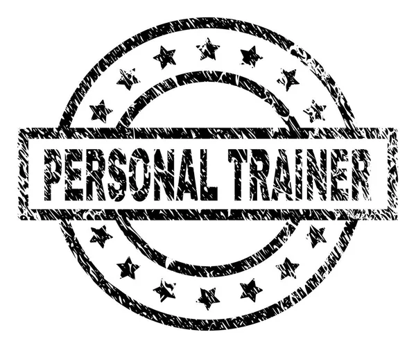 Scratched Textured PERSONAL TRAINER Stamp Seal — Stock Vector