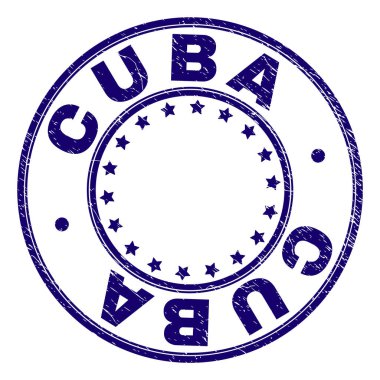 Grunge Küba damga mühür yuvarlak dokulu