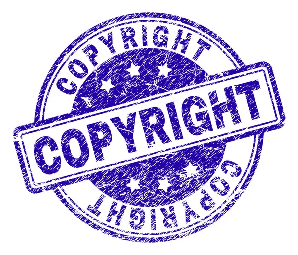 Selo de carimbo de COPYRIGHT texturizado riscado — Vetor de Stock