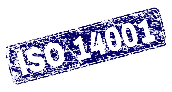 Yuvarlatılmış dikdörtgen damga çizilmiş ISO 14001 çerçeveli — Stok Vektör