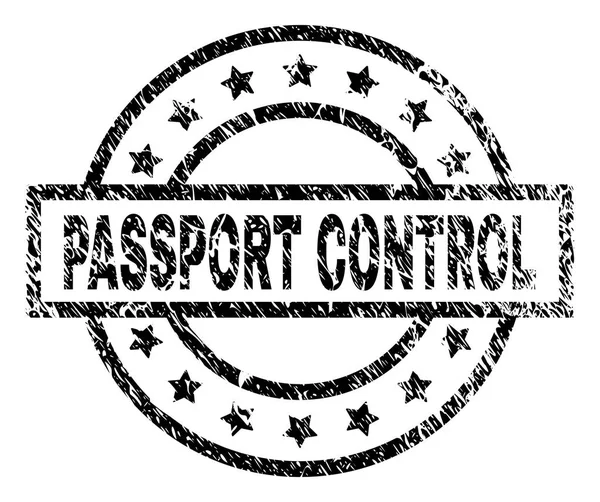 Scratched Textured PASSPORT CONTROL Stamp Seal — Stock Vector