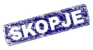 Yuvarlatılmış dikdörtgen damga grunge Skopje çerçeveli