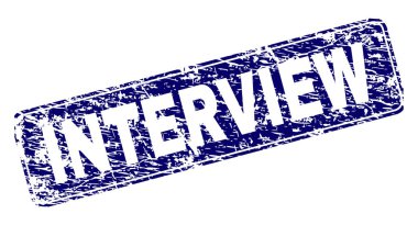 Yuvarlatılmış dikdörtgen damga çizilmiş röportaj çerçeveli