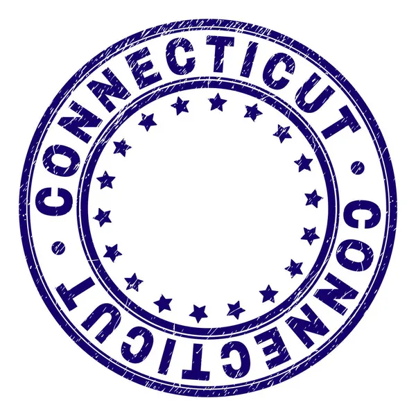 Царапнутая текстурированная печать CONNECTICUT Round Stamp Seal — стоковый вектор