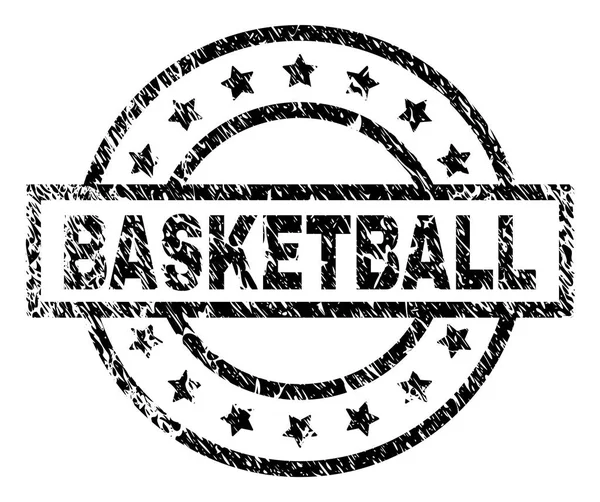 Grunge texturált kosárlabda pecsétbélyeg — Stock Vector