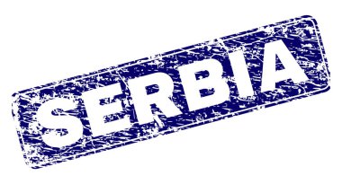 Yuvarlatılmış dikdörtgen damga çizilmiş Sırbistan çerçeveli