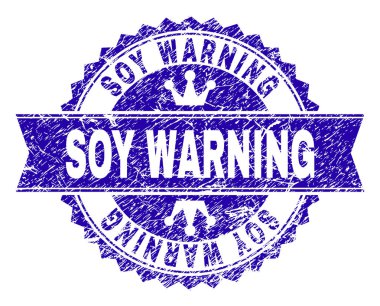 Grunge soya uyarı damga mühür kurdele ile dokulu