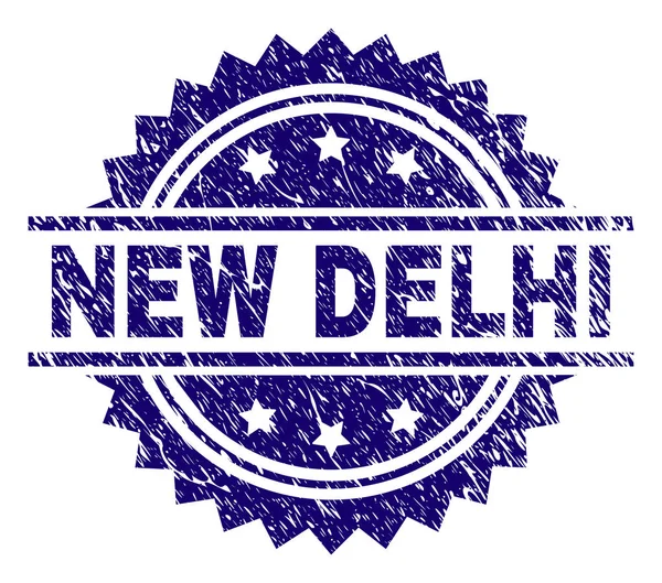 Selo de carimbo texturizado riscado NEW DELHI — Vetor de Stock