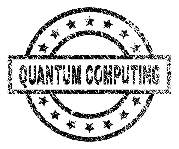 Scratched Textured QUANTUM COMPUTING Stamp Seal — Stock Vector