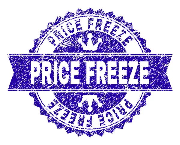 Grunge Textured PRICE FREEZE Stamp Seal with Ribbon — Stock Vector
