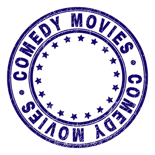 Grunge getextureerde Comedy Movies ronde stempel-zegel — Stockvector