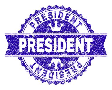 Grunge Başkan damga mühür kurdele ile dokulu