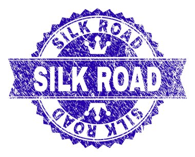 Grunge ipek yolu damga mühür kurdele ile dokulu