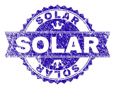 Grunge güneş damga mühür kurdele ile dokulu