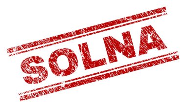 Solna mühür sıkıntı etkisi ile yazdırma. Kırmızı vektör kauçuk Solna metin toz doku ile yazdırın. Metin etiketi çift paralel çizgi arasında yer alıyor.