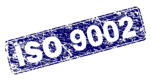 Grunge ISO 9002 sello de rectángulo redondeado enmarcado — Archivo Imágenes Vectoriales