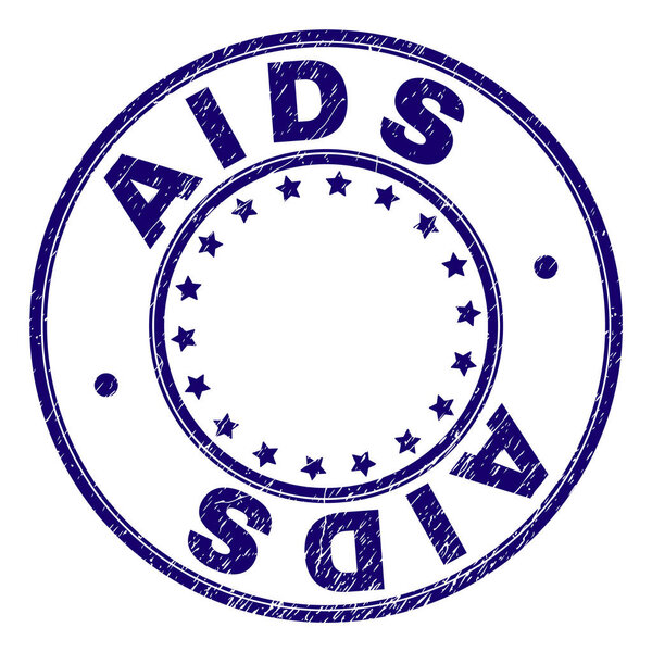 Grunge Textured AIDS Round Stamp Seal