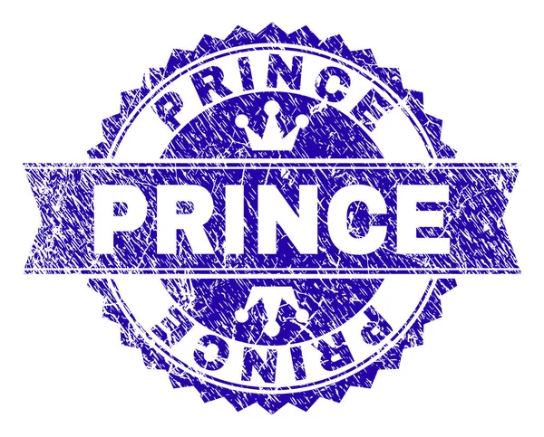 Selo texturizado riscado do selo do PRINCE com fita —  Vetores de Stock