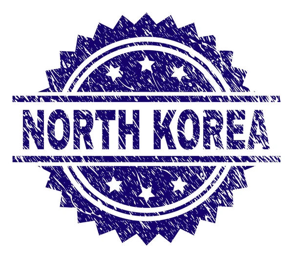 Scratched Textured NORTH KOREA Stamp Seal — Stock Vector