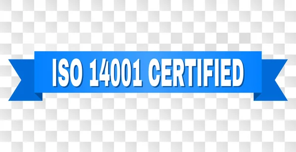 Blått bånd med ISO 14001 CERTIFIED-overskrift – stockvektor