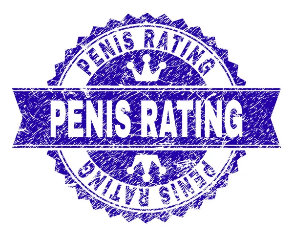 Gekraste getextureerde Penis Rating stempel-zegel met lint — Stockvector