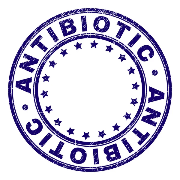 Sello de sello redondo antibiótico texturizado Grunge — Vector de stock