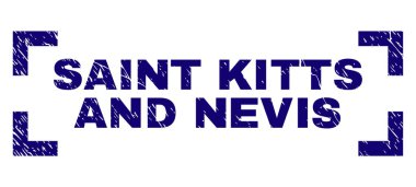 Dokulu Saint Kitts ve Nevis damga mühür köşeler arasında çizik