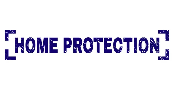 Sello de sello de protección de hogar rayado texturizado entre esquinas — Vector de stock