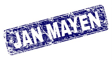 Yuvarlatılmış dikdörtgen damga çizilmiş Jan Mayen çerçeveli