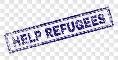 Grunge yardım mülteciler dikdörtgen damgası
