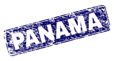 Panama damga mühür Künye doku ile. Bir yuvarlatılmış dikdörtgen çerçeve ile mühür şekildir. Mavi vektör kauçuk baskı Panama başlık doku ile.