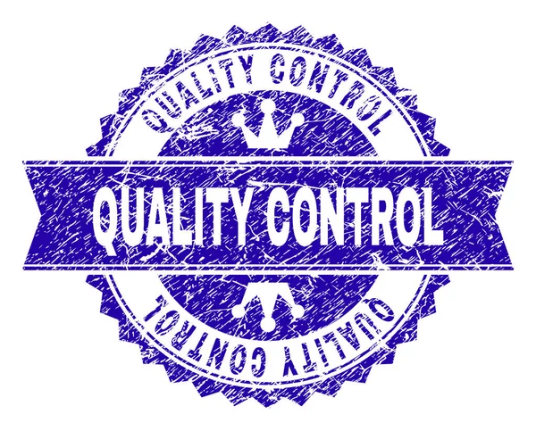 Grunge Textured QUALITY CONTROL Sigillo francobollo con nastro — Vettoriale Stock