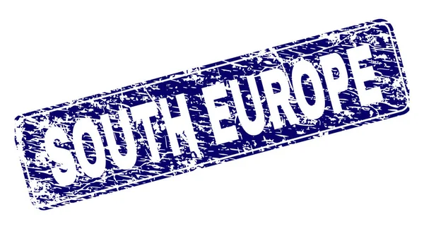 Γδαρμένο Νότια Ευρώπη πλαισιωμένο σφραγίδα στρογγυλεμένο ορθογώνιο — Διανυσματικό Αρχείο