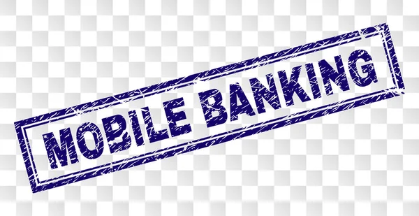 Grunge Mobile Banking Rechteck Stempel — Stockvektor