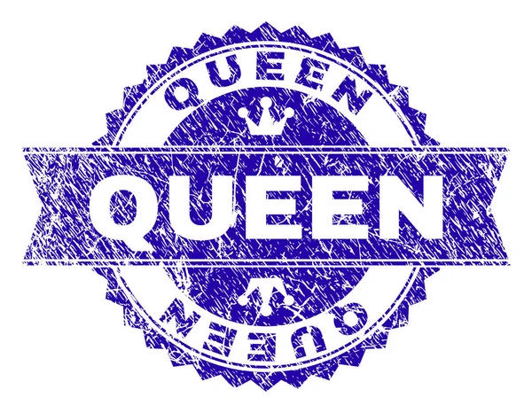 Grunge texturierte Queen Stempel Siegel mit Schleife — Stockvektor
