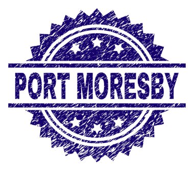 Dokulu Port Moresby damga mühür çizik