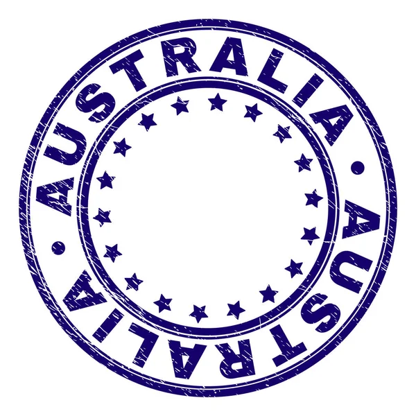 Zerkratzte texturierte australische runde Stempelsiegel — Stockvektor