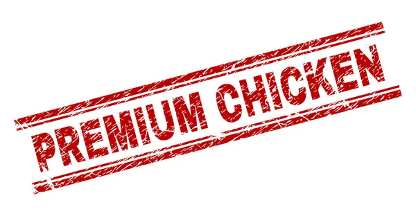 Sceau de timbre PREMIUM CHICKEN texturé rayé — Image vectorielle