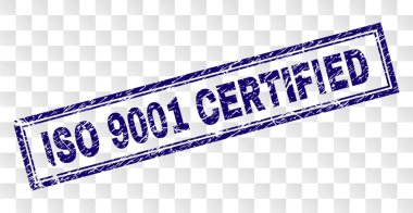 Grunge ISO 9001 sertifikalı dikdörtgen damgası