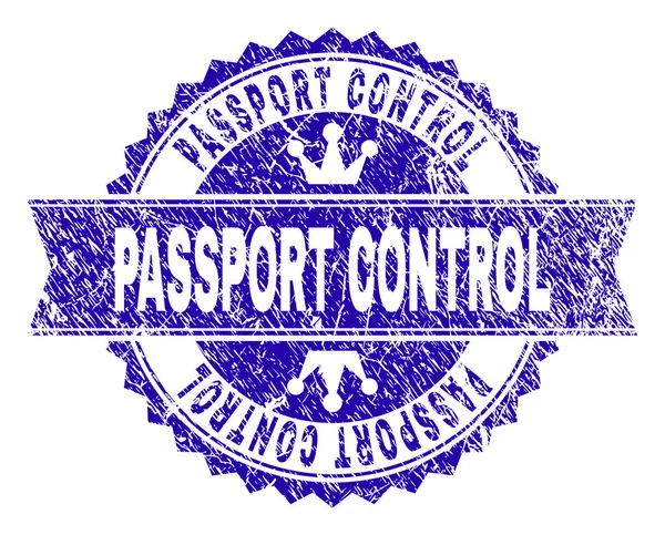 Selo texturizado riscado do selo do CONTROLE PASSPORT com fita — Vetor de Stock