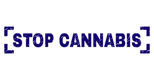 Zerkratzte texturierte Stop Cannabis Stempel Siegel zwischen den Ecken — Stockvektor